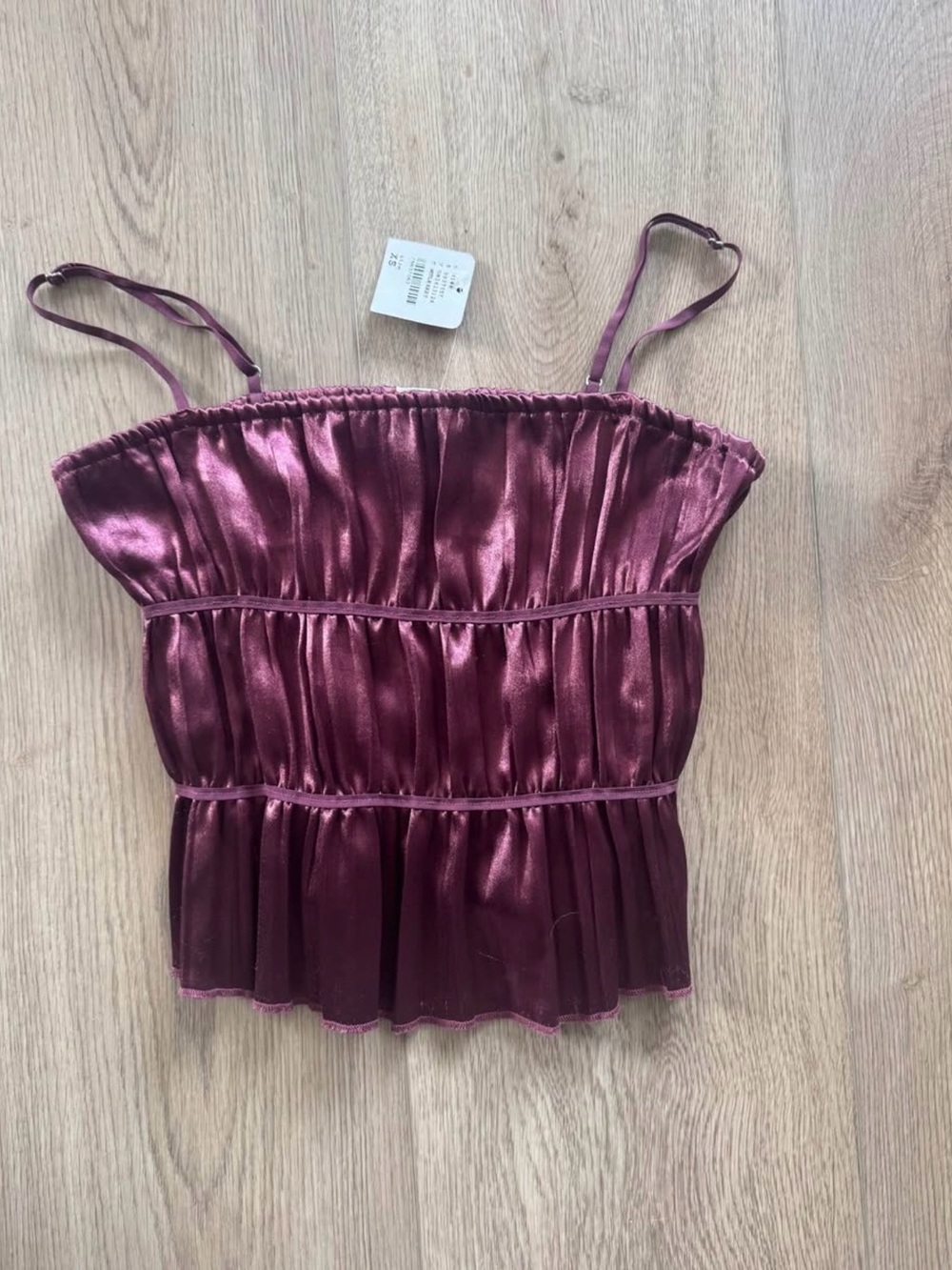 Free People Satin Tiered Cami - Burgundy